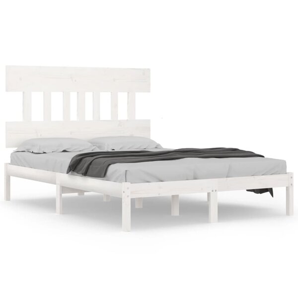 vidaXL Cadre de lit Blanc Bois massif 140x200 cm