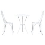 Set de bistro jardin 3 pièces vidaXL en alu blanc