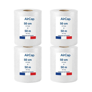 4 rouleaux de film papier bulle tricouche Aircap largeur 50 cm x longueur 50 mètres