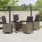 vidaXL Ensemble de salle à manger de jardin 5 pièces avec coussins en rotin poli gris