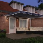 vidaXL Auvent Rétractable avec Bleu et blanc 4.5 x 3 m Tissu et métal