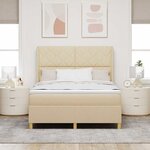vidaXL Lit à ressorts avec matelas Crème 140 x 190 cm tissu