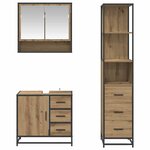 vidaXL Ensemble de mobilier de salle de bain 3 Pièces Chêne artisanal
