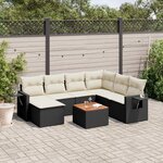 vidaXL Salon de jardin 8 Pièces avec coussins noir résine tressée