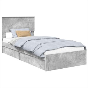 vidaXL Lit de Rangement Gris béton 90 x 190 cm Bois d'ingénierie