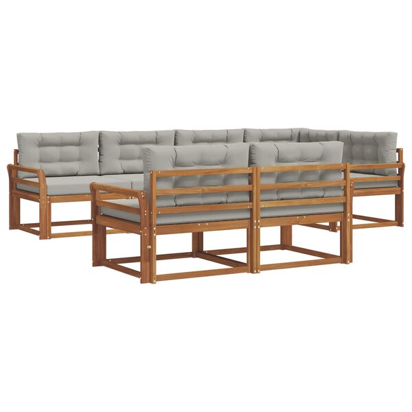 vidaXL Ensemble de canapés d'extérieur 8 pc Naturel et gris clair
