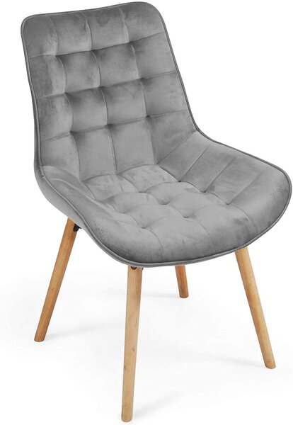 Lot de 8 chaises de salon salle à manger pied en bois et velours gris 01_0000741