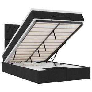 vidaXL Cadre de lit ottoman avec matelas noir 120x200cm tissu