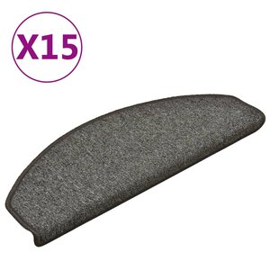 vidaXL Tapis d'escalier 15 pièces 65 x 24 x 4 cm Gris foncé Demi-rond Grand
