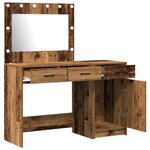 Ensemble de coiffeuse 2 pièces avec LED en bois vieilli en bois d'ingénierie