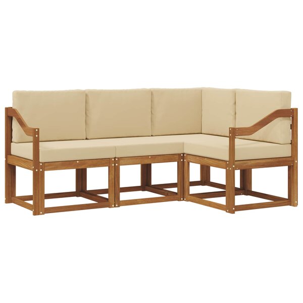 vidaXL Ensemble de canapés d'extérieur 4 Pièces Naturel et Beige