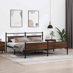vidaXL Cadre de lit en métal sans matelas chêne marron 200x200 cm