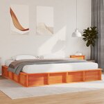 vidaXL Lit avec rangement relevable  marron ciré  180 x 200 cm  en bois de pin massif