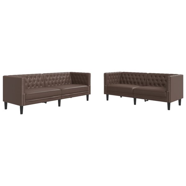 vidaXL Ensemble de canapé Chesterfield 2 Pièces marron similicuir