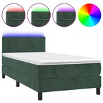 vidaXL Sommier à lattes de lit et matelas et LED Vert foncé 90x190 cm