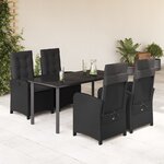 vidaXL Ensemble à manger de jardin coussins 5Pièces Noir Résine tressée