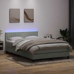 vidaXL Sommier à lattes de lit et matelas et LED gris clair 160x220cm velours