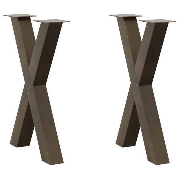 vidaXL Pieds de table à manger en forme de X  2 pièces  acier naturel  60 x (72-73) cm