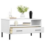 vidaXL Table basse avec pieds en métal Blanc 85x50x45 cm Bois OSLO