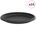vidaXL Plateau à fleurs rond 24 Pièces Noir Ø 19 x 2 cm Plastique