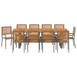 vidaXL Ensemble de salle à manger pour jardin 11 Pièces Gris et marron