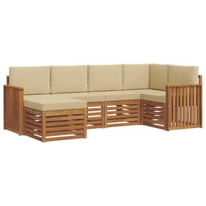 vidaXL Ensemble de canapés d'extérieur 6 pc Naturel et Beige Polyester