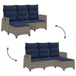 vidaXL Canapé de jardin inclinable coussins forme de L gris polyrotin