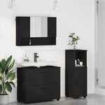 vidaXL Ensemble de mobilier de salle de bain avec tiroir 3 Pièces Noir