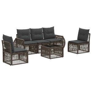 vidaXL Ensemble de canapé de jardin 6 Pièces Gris et Gris foncé polyrotin