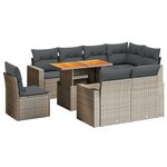 vidaXL Salon de jardin 9 Pièces avec coussins gris résine tressée