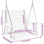 vidaXL Chaise balançoire de jardin chaînes en métal bois massif sapin