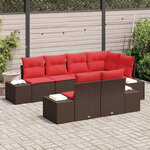 vidaXL Ensemble de canapé de jardin 7 Pièces Marron polyrotin
