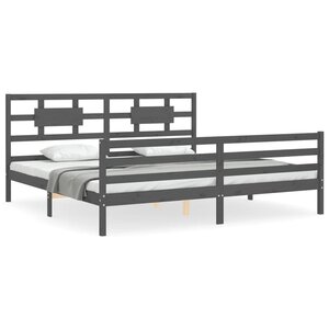 vidaXL Cadre de lit sans matelas gris 200x200 cm bois massif