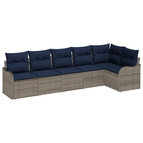 vidaXL Ensemble de canapé de jardin 6 Pièces Gris polyrotin