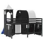 vidaXL Lit mezzanine enfants et tour sans matelas blanc noir 80x200cm