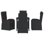 vidaXL Ensemble de Salle à Manger de Jardin 5 Pièces avec Coussins Poly Rattan Noir