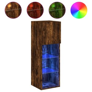 vidaXL Meuble TV avec lumières LED chêne fumé 30 5x30x90 cm