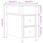 vidaXL Table de chevet noir 30x60x60 cm bois d’ingénierie