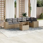 vidaXL Salon de jardin avec coussins 7 Pièces beige résine tressée