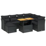 vidaXL Salon de jardin 8 Pièces avec coussins noir résine tressée