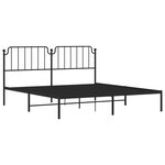 vidaXL Cadre de lit métal avec tête de lit noir 180x200 cm