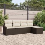 vidaXL Ensemble de canapé de jardin 5 Pièces Marron Poly rotin
