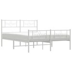 vidaXL Cadre de lit métal sans matelas et pied de lit blanc 120x200 cm