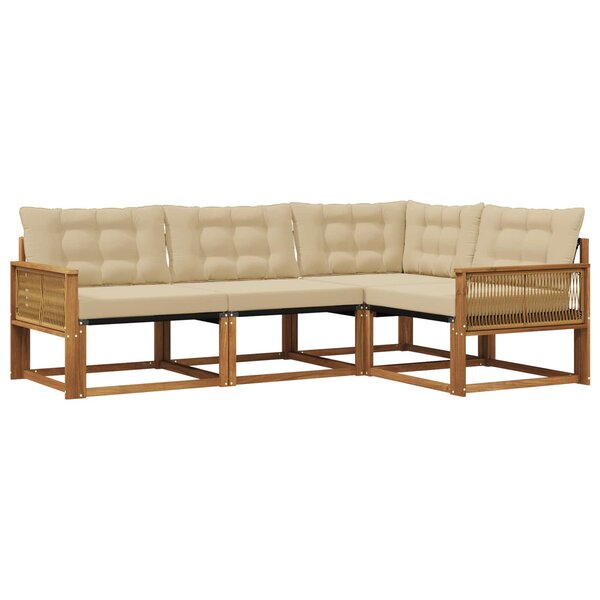 vidaXL Ensemble de canapés d'extérieur 4 Pièces Naturel et Beige