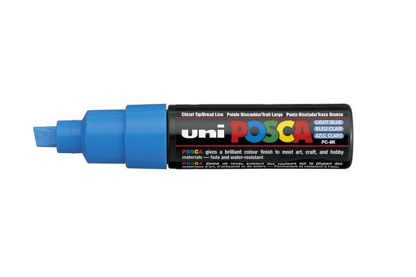 Marqueur pointe large biseautée posca pc8k 8mm bleu clair x 6 posca