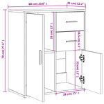 vidaXL Buffet sonoma gris 60x31x70 cm bois d'ingénierie
