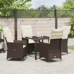 vidaXL Ensemble de salle à manger de jardin 5 pièces avec coussins en poly rotin marron