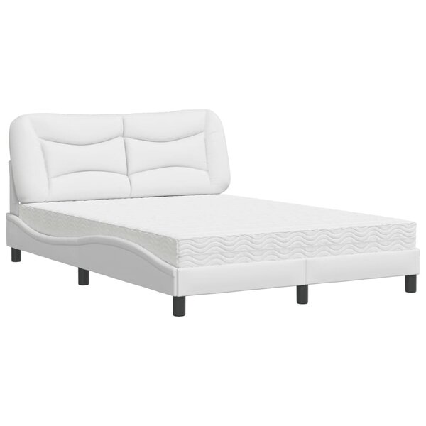 vidaXL Lit avec matelas blanc 140x200 cm similicuir