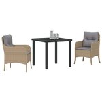 vidaXL Ensemble de salle à manger pour jardin 3 Pièces Beige Poly rotin