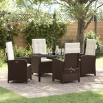 vidaXL Ensemble de Salle à Manger de Jardin 5 Pièces avec Coussin Marron Rattan PE